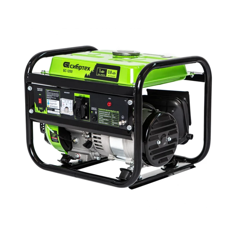 Генератор бензиновый БС-1200, 1 кВт, 230 В, четырехтактный, 5.5 л, ручной стартер Сибртех