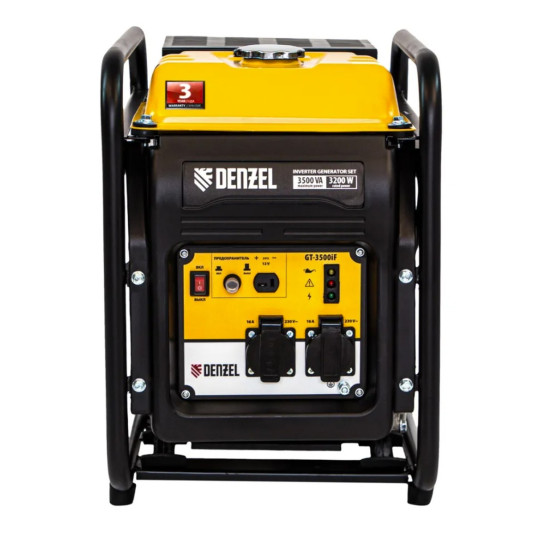 Генератор инверторный GT-3500iF, 3.5 кВт, 230 В, бак 5 л, открытый корпус, ручной старт Denzel
