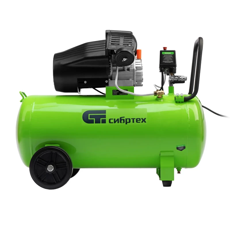 Компрессор воздушный КК-2200/100, 2,2 кВт, 350 л/мин, 100 л, прямой привод, масляный Сибртех