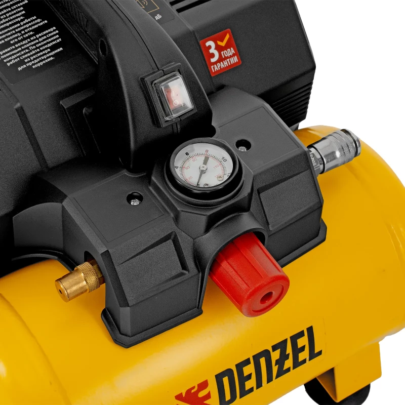 Компрессор DLS750/6 безмасляный малошумный 750 Вт, 140 л/мин,ресивер 6 л Denzel